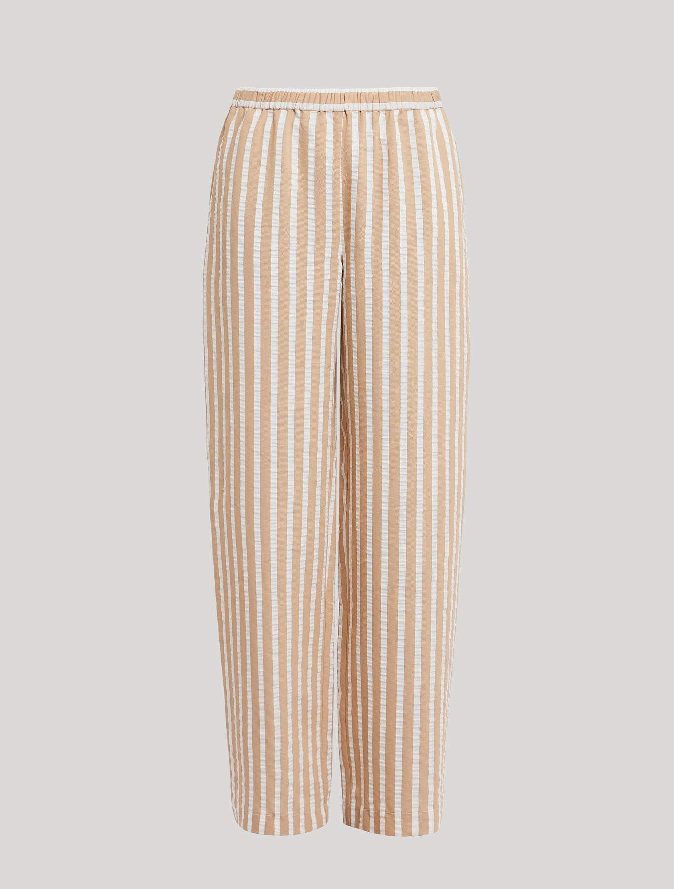 CRISMA Striped Palazzo Trousers in lightweight viscose jacquard with elastic waistband and side pockets