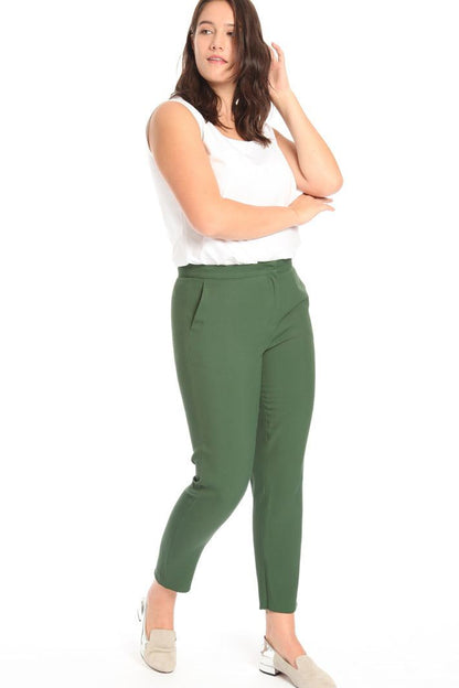 Trousers RAMPA luxury knitted trousers with zipper detail and French pockets