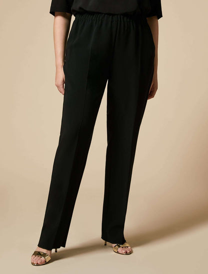RAPSODIA trousers straight cut with elastic waistband pleats triacetate blend wrinkle-resistant fabric