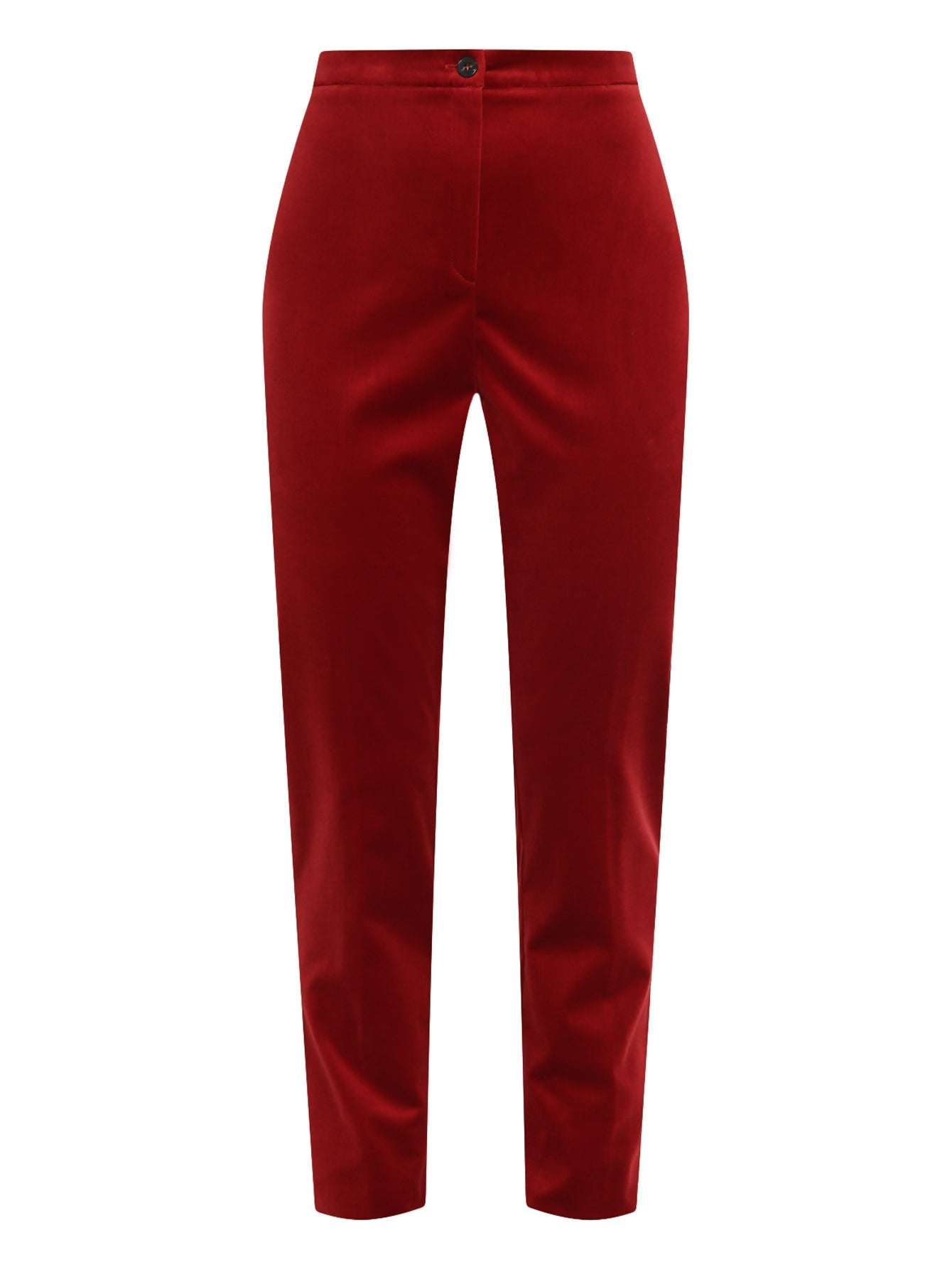 Velvet trousers REALISTA with belt and zip fastening in cotton blend