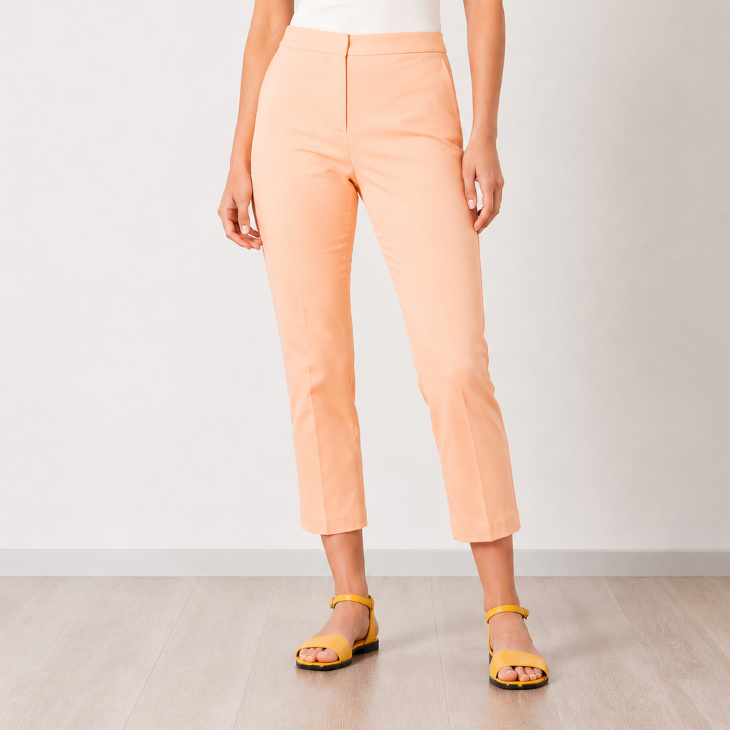 REALTA cropped trousers in textured cotton with a clean, modern silhouette and breathable, lightweight fabric for versatile city and casual office wear
