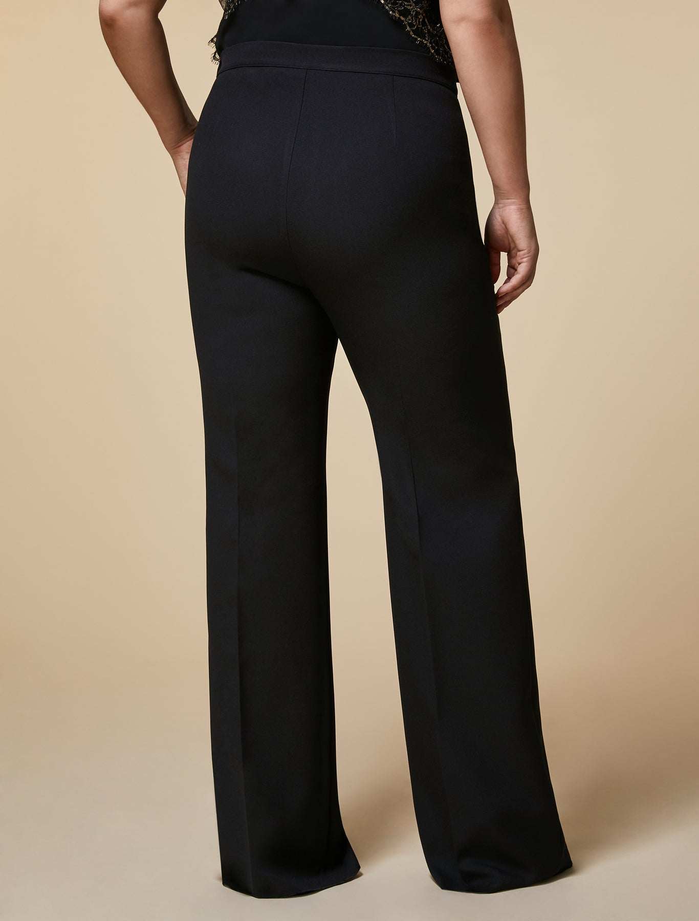 Trousers RENIA straight cut triacetate fabric with side zipper and button in a relaxed fit