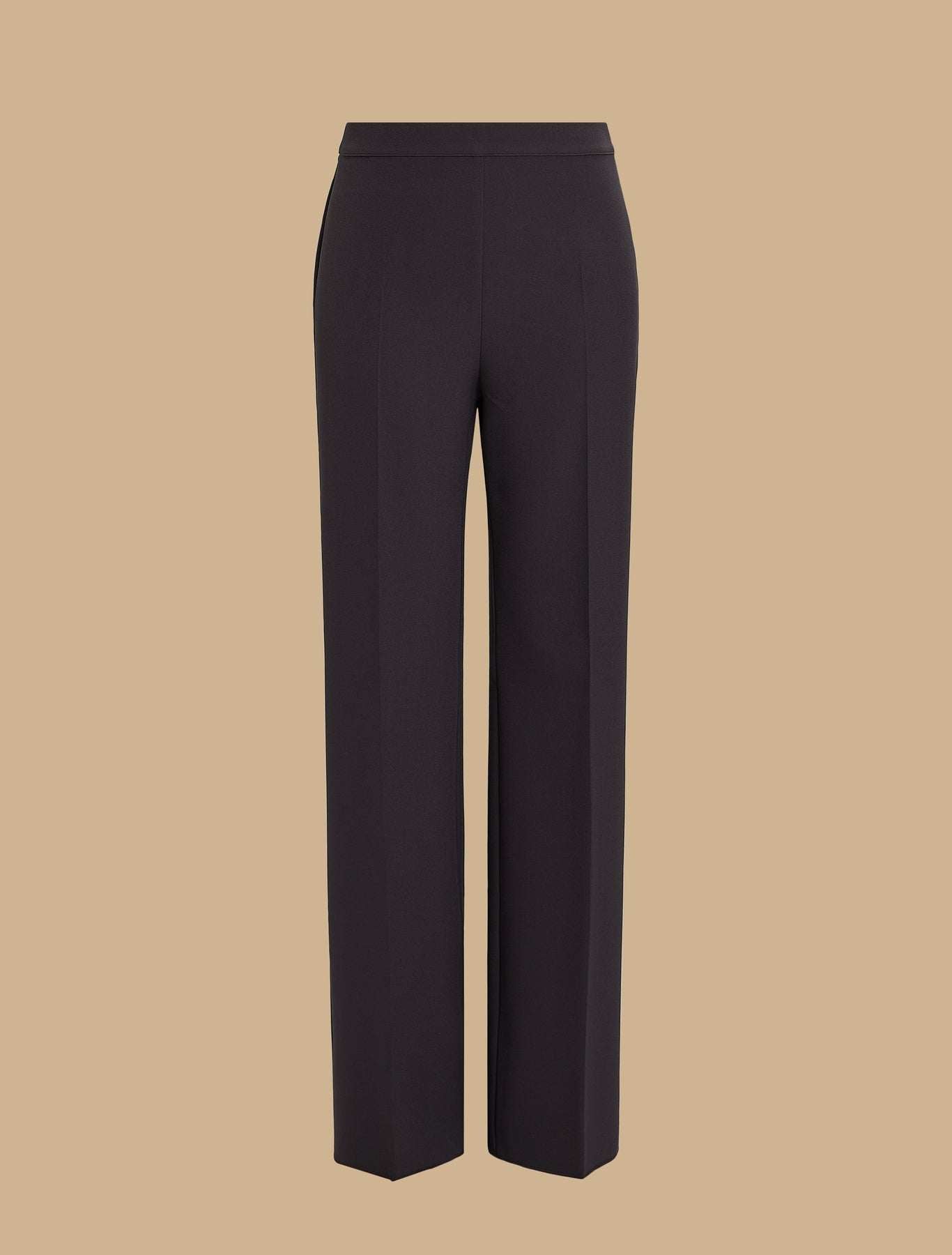 Trousers RENIA basic-chick triacetate straight cut with side zipper and button in compact cotton-nylon blend