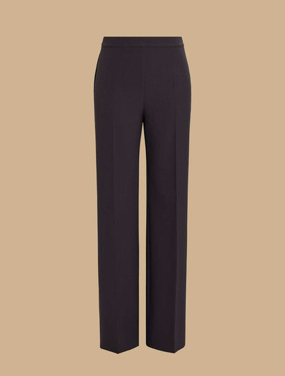 Trousers RENIA basic-chick triacetate straight cut with side zipper and button in compact cotton-nylon blend