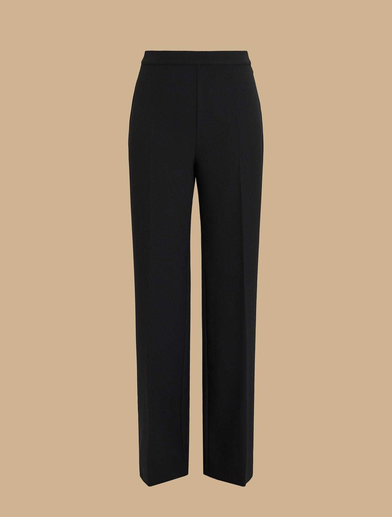 Trousers RENIA straight cut with side zipper in smooth triacetate fabric