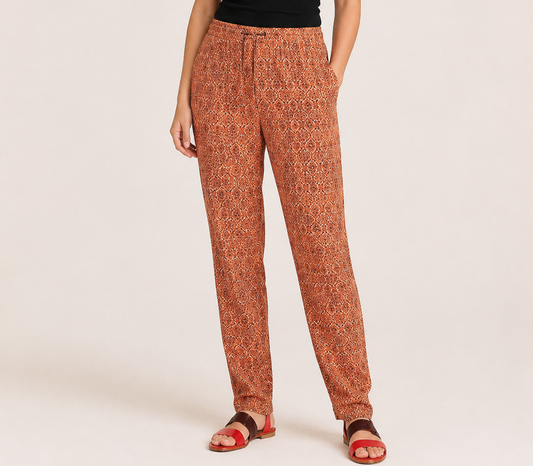 ROMA wide-leg trousers by Persona by Marina Rinaldi with drawstring waist and side pockets in soft viscose fabric