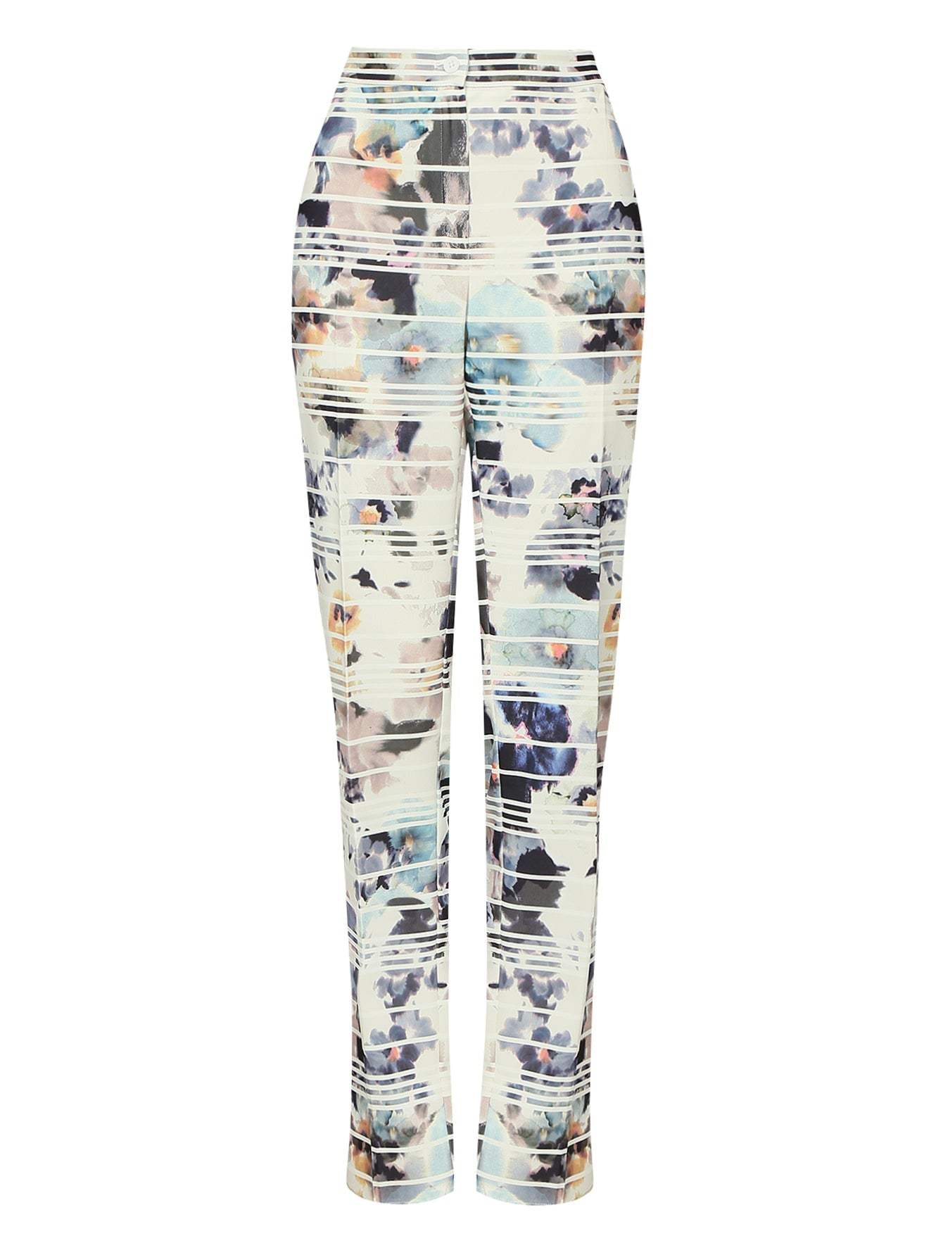Trousers RUBINO wide straight leg with elastic waistband and front zipper closure for women