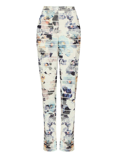 Trousers RUBINO wide straight leg with elastic waistband and front zipper closure for women