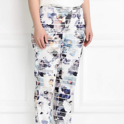 Trousers RUBINO wide straight leg with elastic waistband and front zipper closure for women