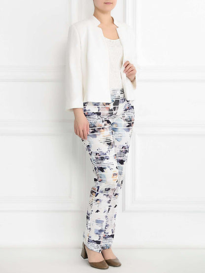Trousers RUBINO wide leg with elastic waistband and front zipper closure for women
