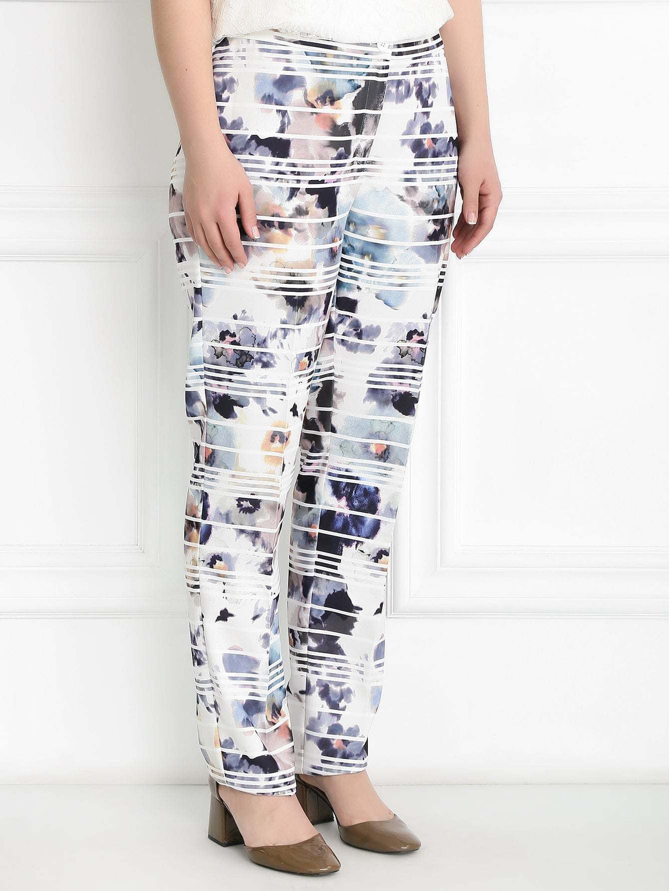 Trousers RUBINO wide leg with elastic waistband and front zipper closure for women