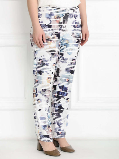 Trousers RUBINO wide leg with elastic waistband and front zipper closure for women