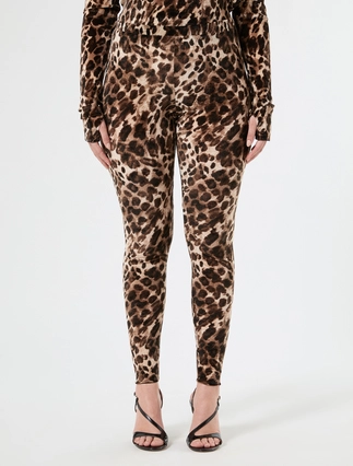 Plus size animal print velvet tulle leggings from Persona by Marina Rinaldi x Elettra Lamborghini collection