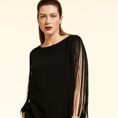 Tunic FARINA elegant flowing silhouette with ruffled sleeves and back closure