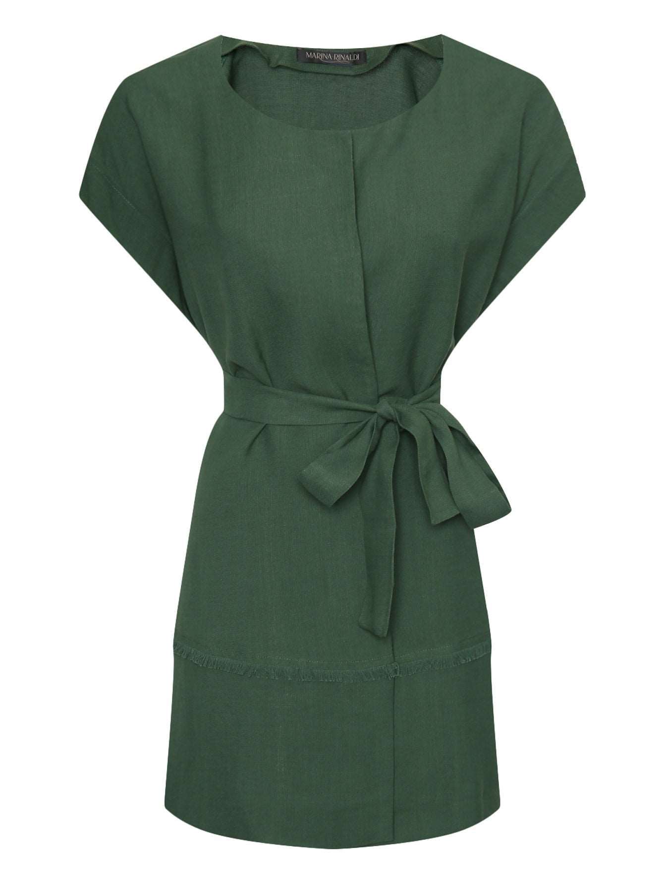 GINSENG vest long sleeve blend fabric with belt and trim detailing