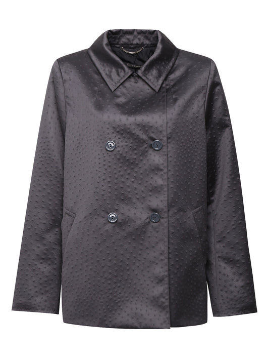 TATTO jacket by Marina Rinaldi in pearl grey ostrich-effect fabric, plus-size