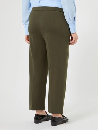 Persona by Marina Rinaldi plus size milano-knit jersey straight cropped trousers with rear-elastic waistband and pressed pleats
