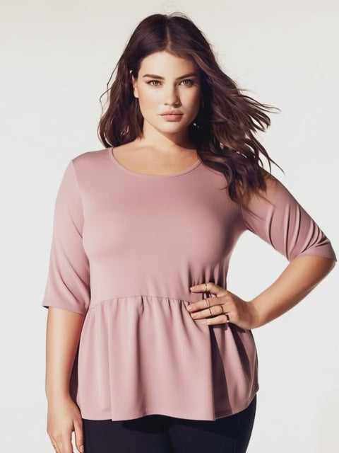 BAUHAUS Peplum Blouse with Elbow-Length Sleeves