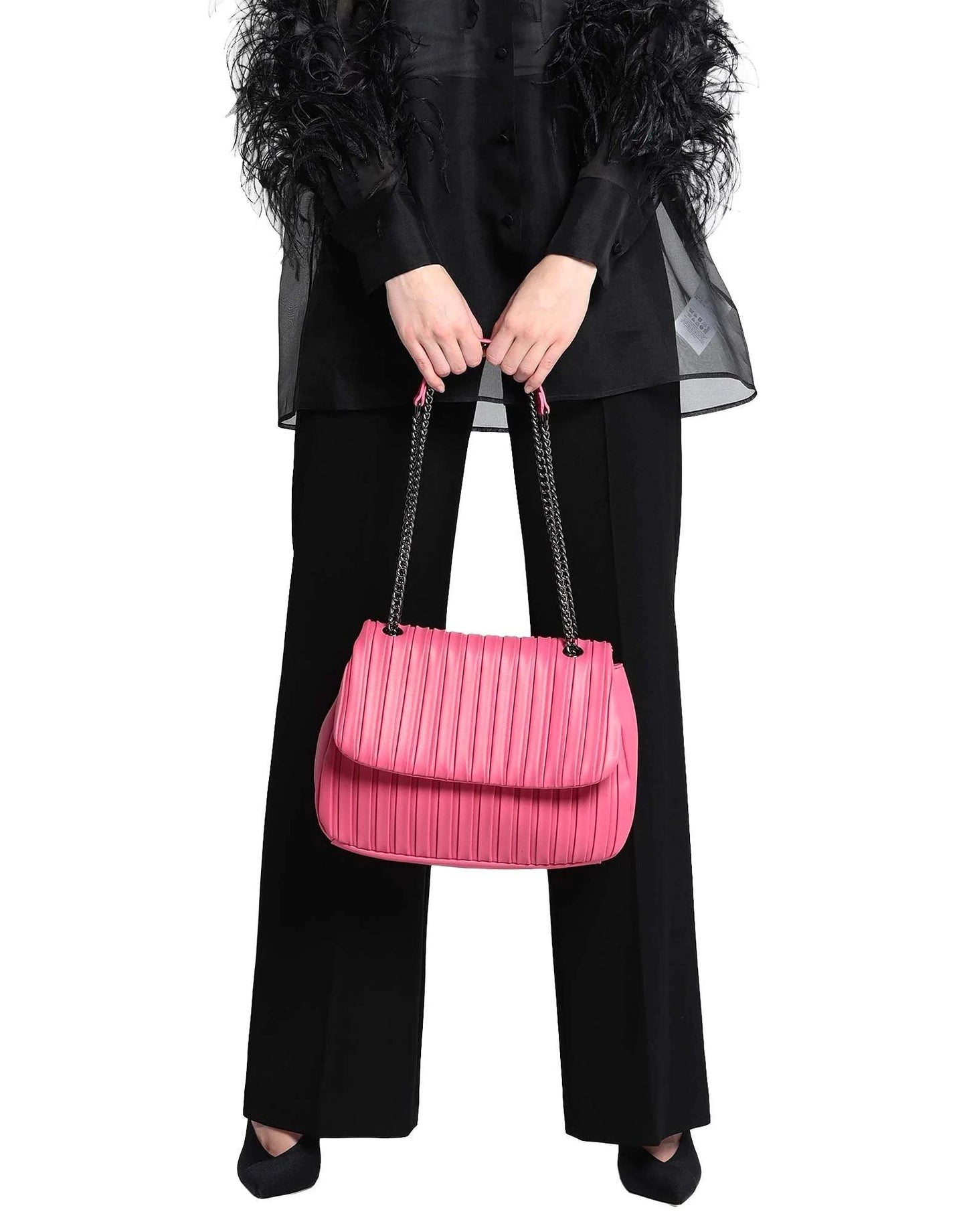 Pleated faux leather shoulder bag brand CARACTERE