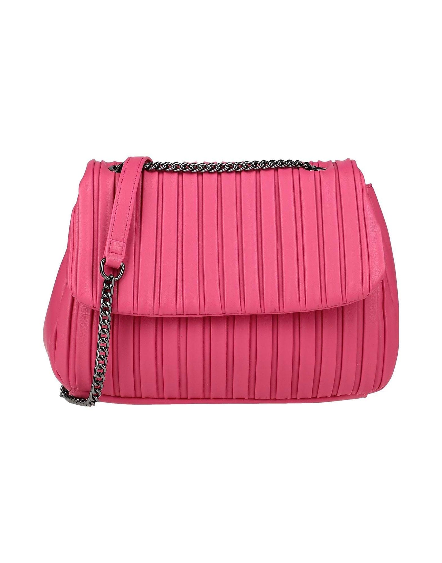 Pink pleated faux leather shoulder bag Caractère – front view